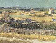 Vincent Van Gogh Harvest at La Crau,with Montmajour in the Background (Blue Cart) (mk09) Norge oil painting reproduction
